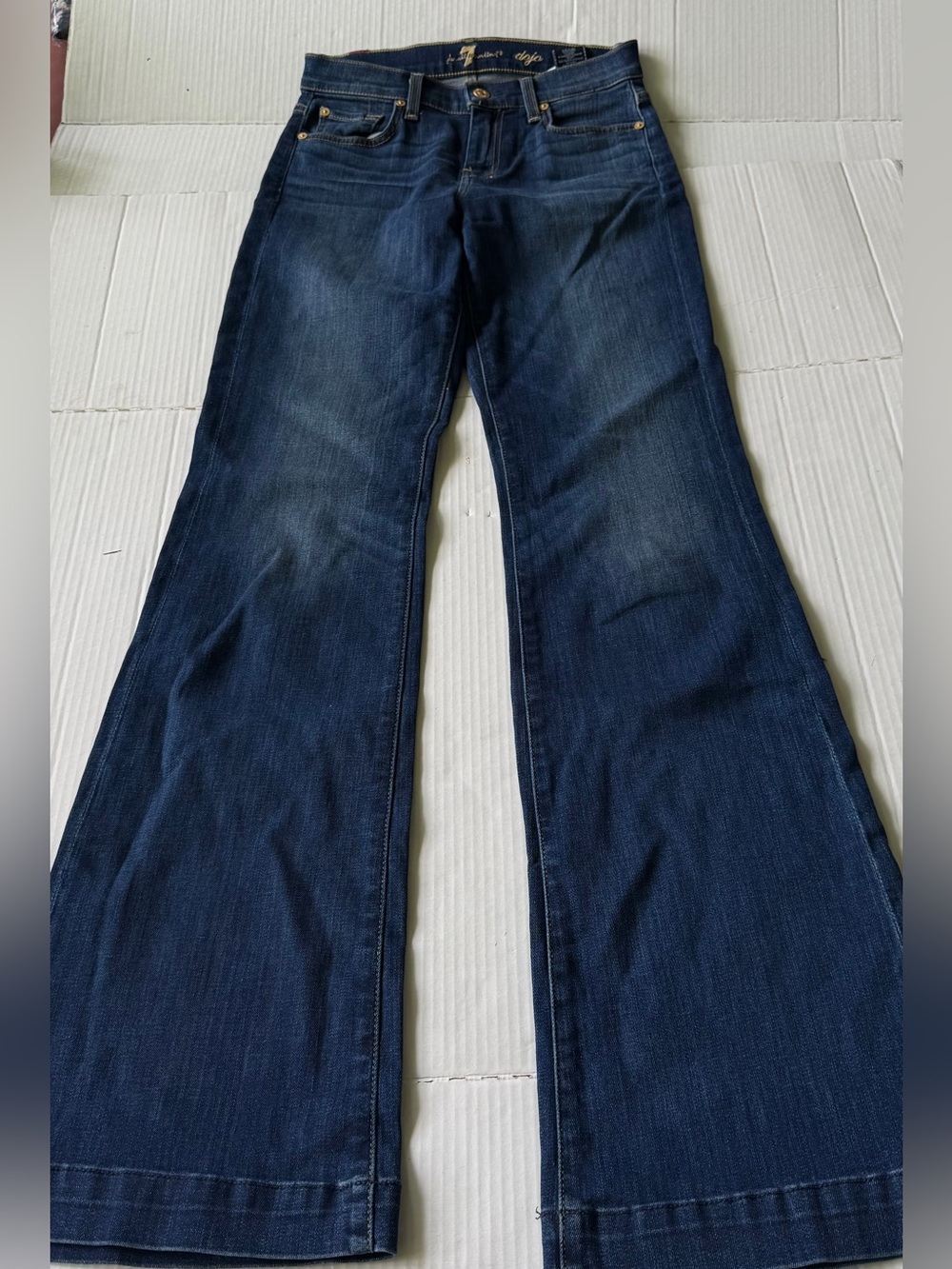 Seven 7 For All Mankind Dojo Flare Jeans Women's 26x34 Long Dark Wash - Picture 5 of 13